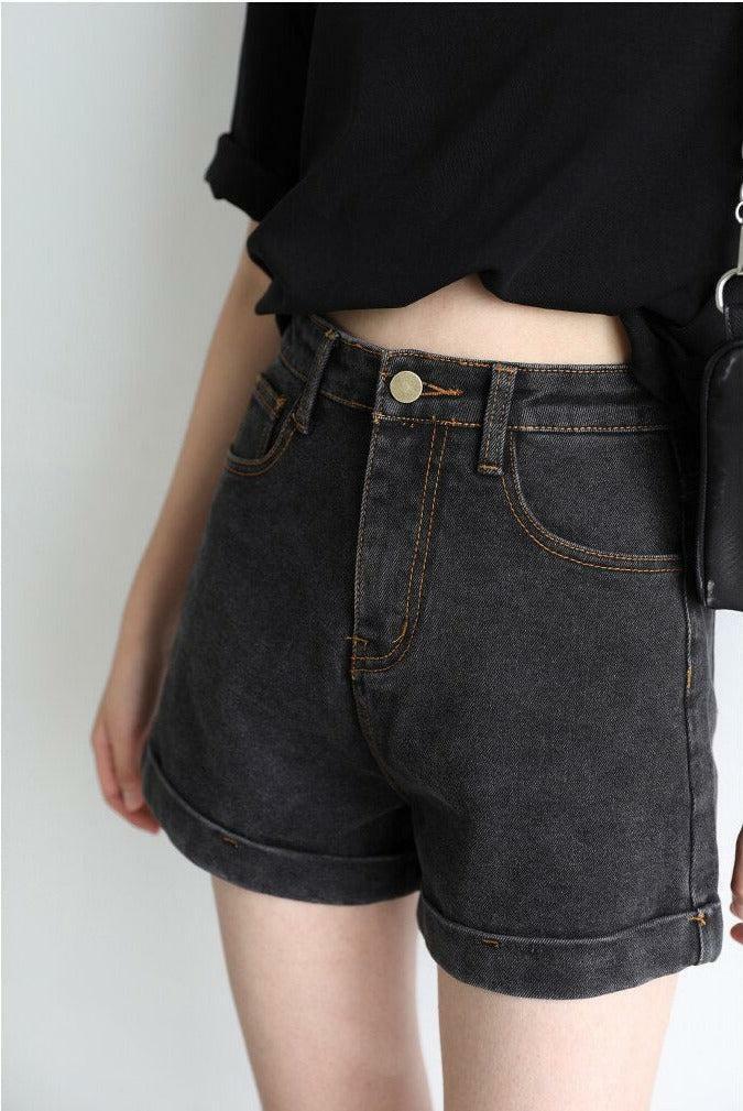 Trendy Grunge Black Jean Shorts for Y2K and 90s Fashion Lovers