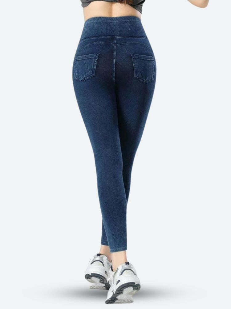 Trendy High Rise Fit Denim Jeggings for Y2K and 90s Fashion Lovers