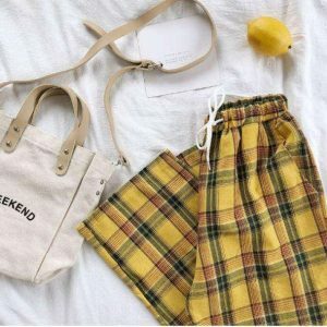 Trendy High Waist Yellow Cargo Pants for Y2K and 90s Fashion Lovers