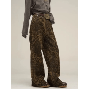 Trendy Leopard Print Cargo Pants for Y2K Fashion & Grunge Aesthetic