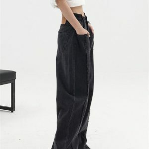 Trendy Low Rise Wide Leg Baggy Jeans for Y2K and 90s Fashion Lovers