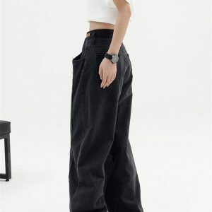 Trendy Low Rise Wide Leg Baggy Jeans for Y2K and 90s Fashion Lovers