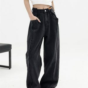 Trendy Low Rise Wide Leg Baggy Jeans for Y2K and 90s Fashion Lovers