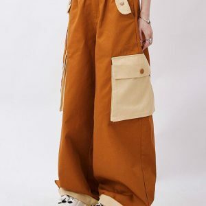 Trendy Orange Wide Leg Cargo Pants for Y2K and 90s Fashion Lovers