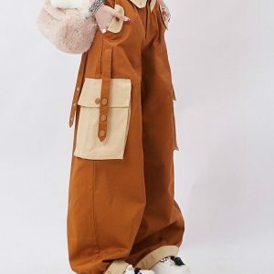 Trendy Orange Wide Leg Cargo Pants for Y2K and 90s Fashion Lovers