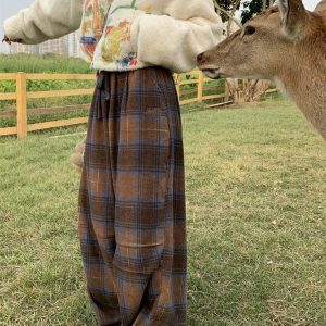 Trendy Oversized Plaid Sweatpants for Y2K and 90s Fashion Lovers