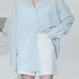 Trendy Oversized Poplin Shirt for Y2K Fashion & 90s Aesthetic Outfits