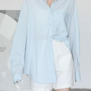 Trendy Oversized Poplin Shirt for Y2K Fashion & 90s Aesthetic Outfits