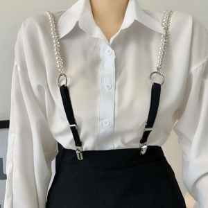 Trendy Pearl Suspenders for Y2K Fashion & 90s Aesthetic Outfits