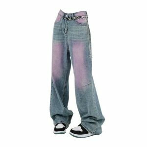 Trendy Pink Tint Baggy Jeans for Y2K Fashion Lovers and Aesthetic Outfits