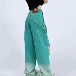 Trendy Ripped Baggy Jeans for Y2K Fashion Lovers - Effortless Style