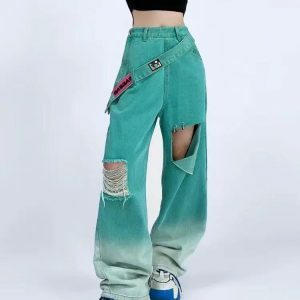 Trendy Ripped Baggy Jeans for Y2K Fashion Lovers - Effortless Style