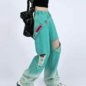 Trendy Ripped Baggy Jeans for Y2K Fashion Lovers - Effortless Style