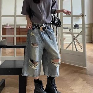 Trendy Ripped Jean Shorts for Y2K Summer Outfits & Grunge Aesthetic