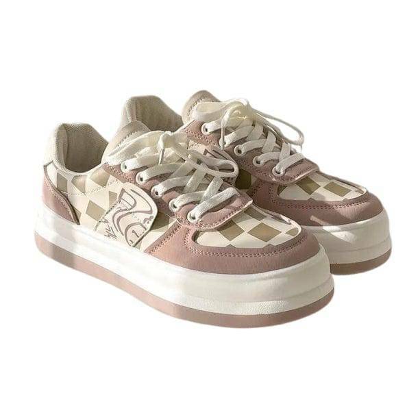 Trendy Rosy Plaid Sneakers for Y2K Fashion and Summer Outfits