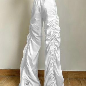 Trendy Ruched Parachute Pants for Y2K Fashion & Grunge Aesthetic