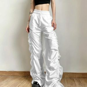 Trendy Ruched Parachute Pants for Y2K Fashion & Grunge Aesthetic