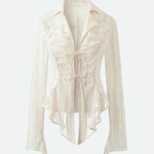 Trendy Sheer Shirt for Y2K Fashion Lovers - Perfect for Summer Outfits