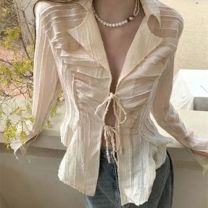 Trendy Sheer Shirt for Y2K Fashion Lovers - Perfect for Summer Outfits