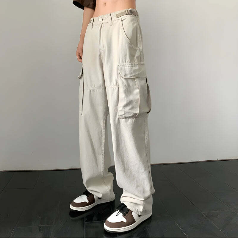 Trendy Side Belt Baggy Cargo Pants for Y2K and 90s Fashion Lovers