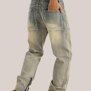 Trendy Slim Leg Ripped Jeans for Y2K Fashion & 90s Aesthetic Outfits