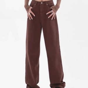 Trendy Star Pockets Wide Leg Jeans for Y2K and 90s Fashion Lovers