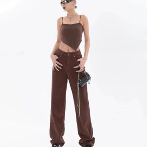 Trendy Star Pockets Wide Leg Jeans for Y2K and 90s Fashion Lovers