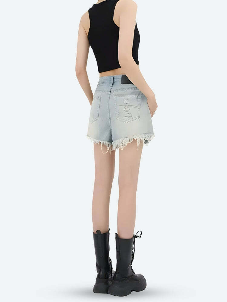 Trendy Wide Leg Ripped Denim Shorts for Y2K and 90s Fashion Lovers