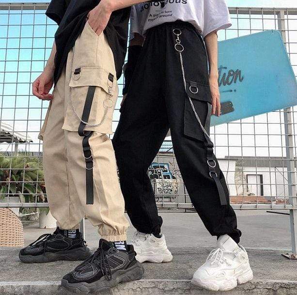 Trendy Y2K Aesthetic Pants with Chain for a Grunge-Inspired Look