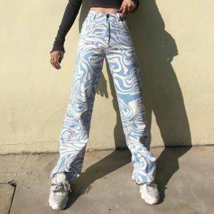 Trendy Y2K Aesthetic Wavy Pants for Effortless Summer Style