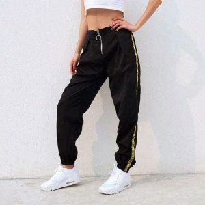 Trendy Y2K Black Baggy Pants for Effortless Grunge and Summer Outfits