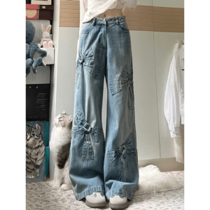 Trendy Y2K Bow Tie Jeans: Chic Grunge Style for Effortless Outfits