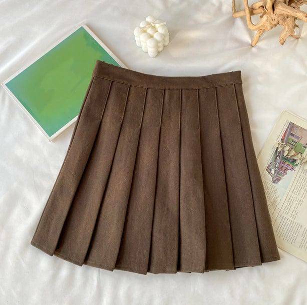 Trendy Y2K Brown College Skirt for Chic Summer Outfits & Aesthetic Vibes