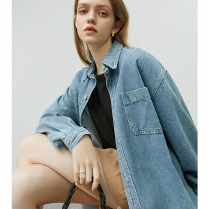 Trendy Y2K Casual Denim Shirt for Effortless Summer Outfits