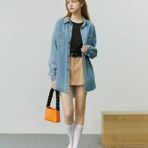 Trendy Y2K Casual Denim Shirt for Effortless Summer Outfits