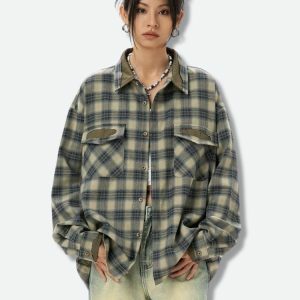 Trendy Y2K Checkered Shirt: Perfect for Grunge and 90s Fashion Vibes