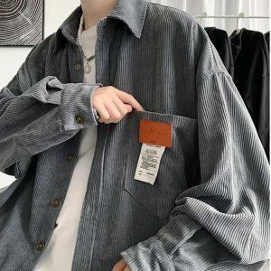 Trendy Y2K Corduroy Casual Shirt for Effortless Summer Outfits