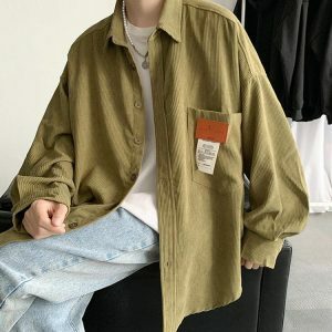 Trendy Y2K Corduroy Casual Shirt for Effortless Summer Outfits