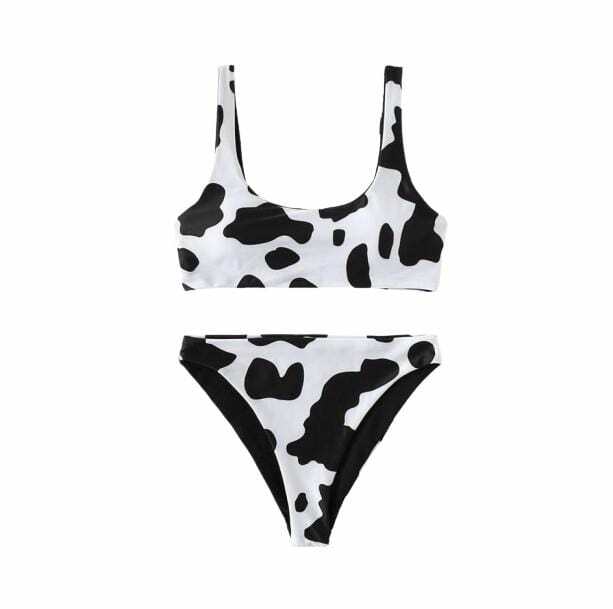 Trendy Y2K Cow Print Bikini for Summer Vibes and Cute Outfits