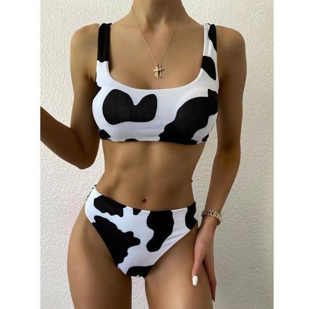 Trendy Y2K Cow Print Bikini for Summer Vibes and Cute Outfits