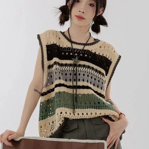 Trendy Y2K Crochet Sweater Vest for Chic Summer Outfits & Layering