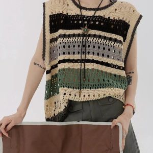 Trendy Y2K Crochet Sweater Vest for Chic Summer Outfits & Layering