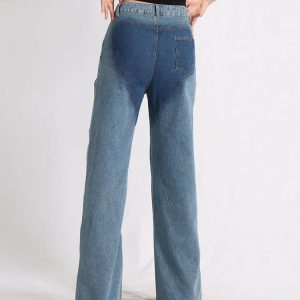 Trendy Y2K Cut Out Denim Jeans - Stylish 90s Inspired Fashion