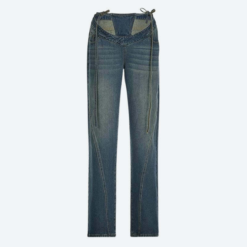 Trendy Y2K Cut Out Low Rise Denim Jeans for a Chic Summer Look