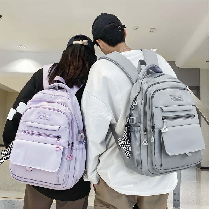 Trendy Y2K Fashion Large School Backpack with Extra Pockets for Style