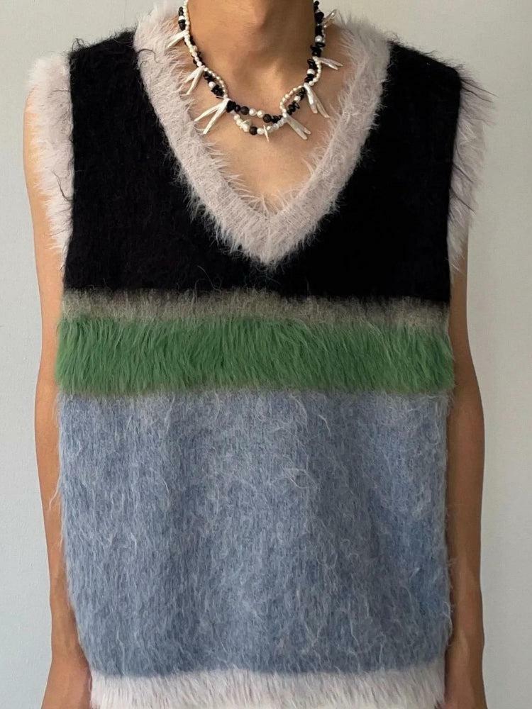 Trendy Y2K Fuzzy Sweater Vest for Cozy Summer Outfits and Aesthetic Looks