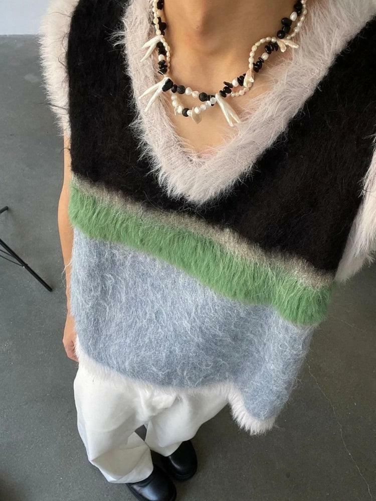 Trendy Y2K Fuzzy Sweater Vest for Cozy Summer Outfits and Aesthetic Looks