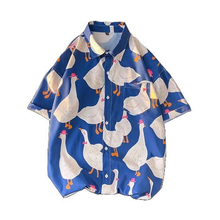 Trendy Y2K Goose Shirt: Vintage-Inspired Grunge Aesthetic Top