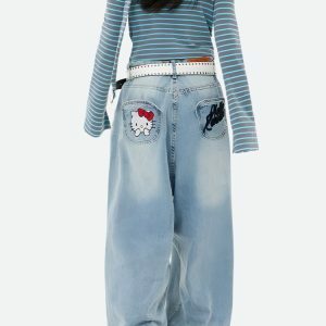 Trendy Y2K Hello Kitty Jeans: Embrace 90s Fashion with a Cute Twist