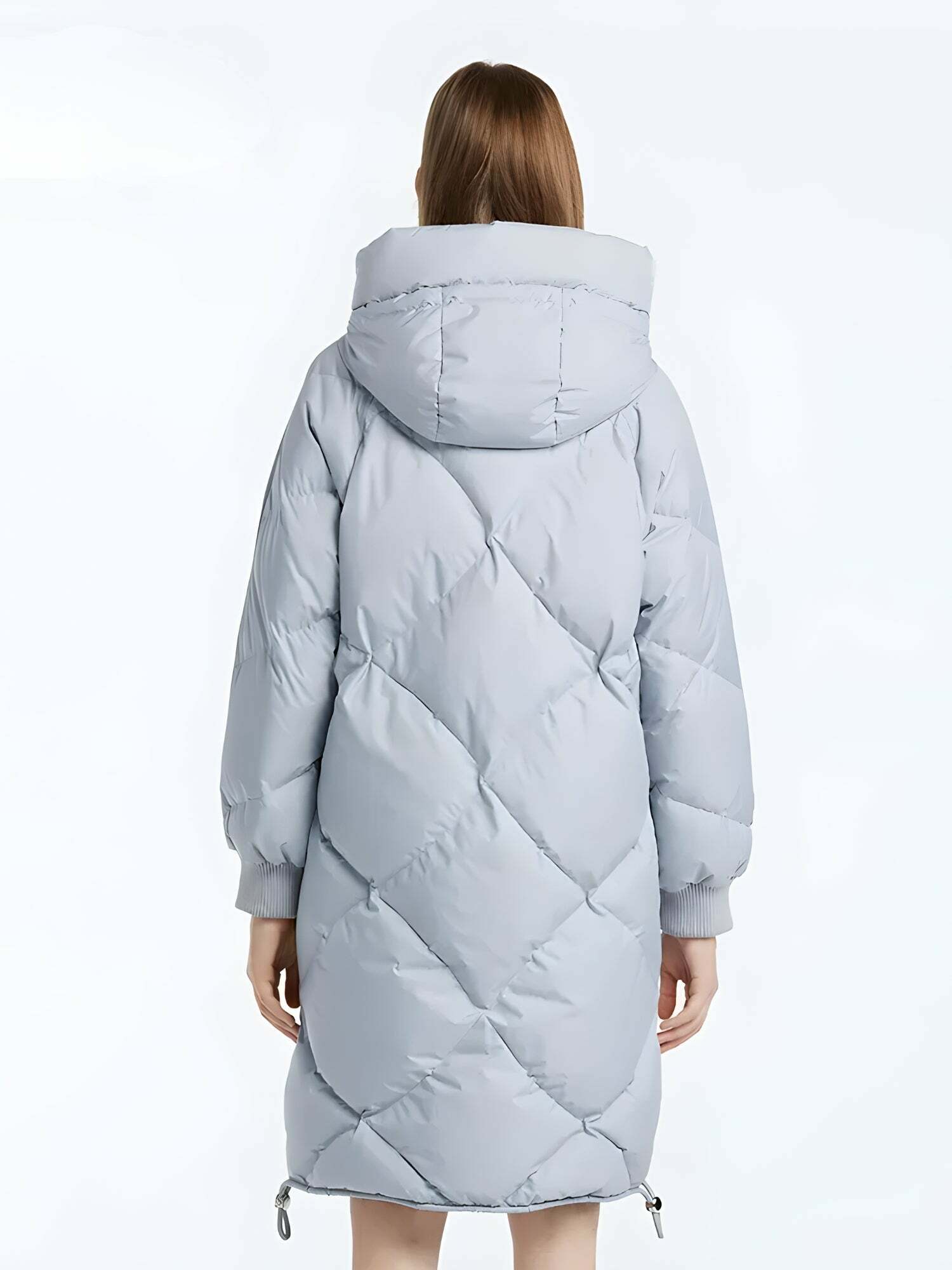 Trendy Y2K Hooded Zip-Up Long Puffer Coat for Stylish Winter Looks